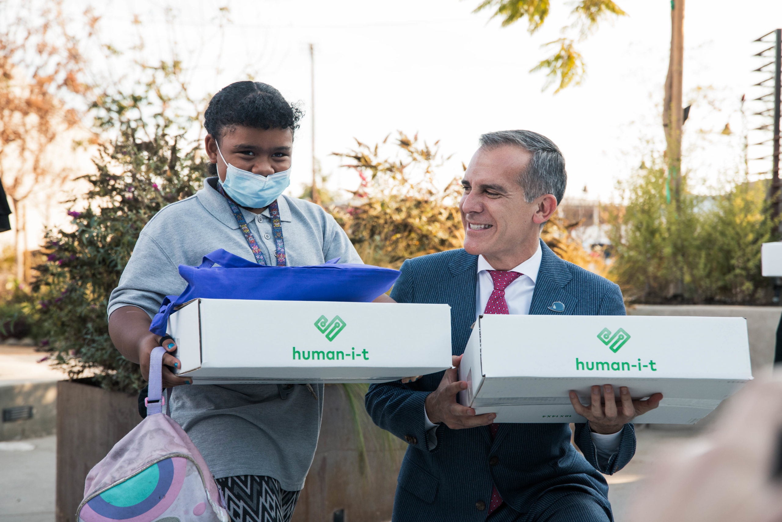 Mayor Garcetti Distributes Devices with Human-I-T for Digital Inclusion Week